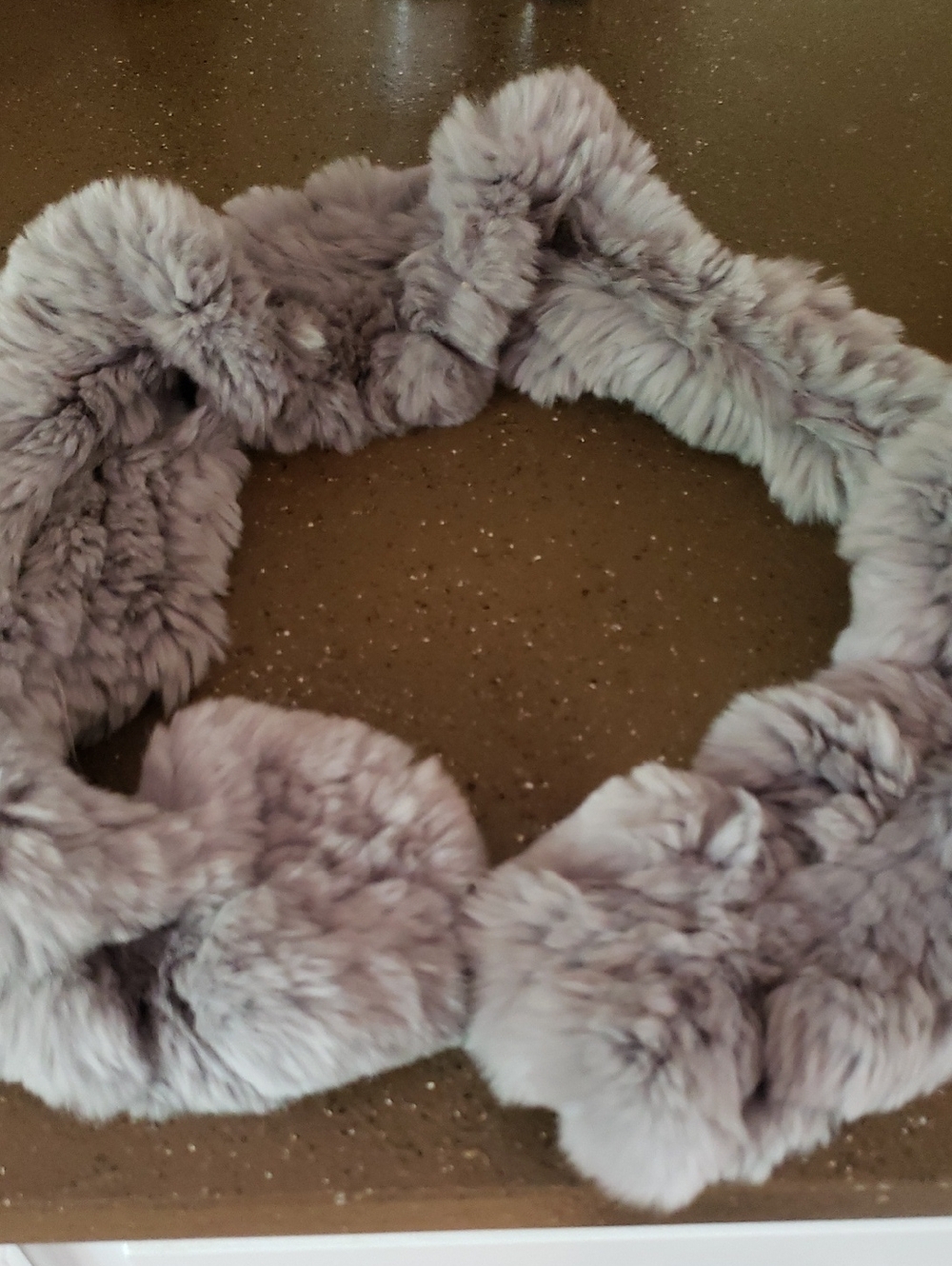Plush Real Fur Collar Scarf - Light Gray